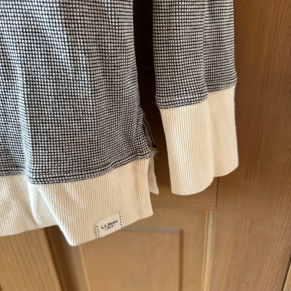 LL Bean womens waffle hoodie pullover stripe - Picture 8 of 8